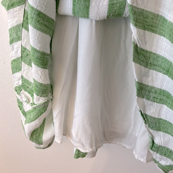 Lulus Linnea Green & White Striped Ruffled Linen Blend Summer Sundress - Picture 8 of 15